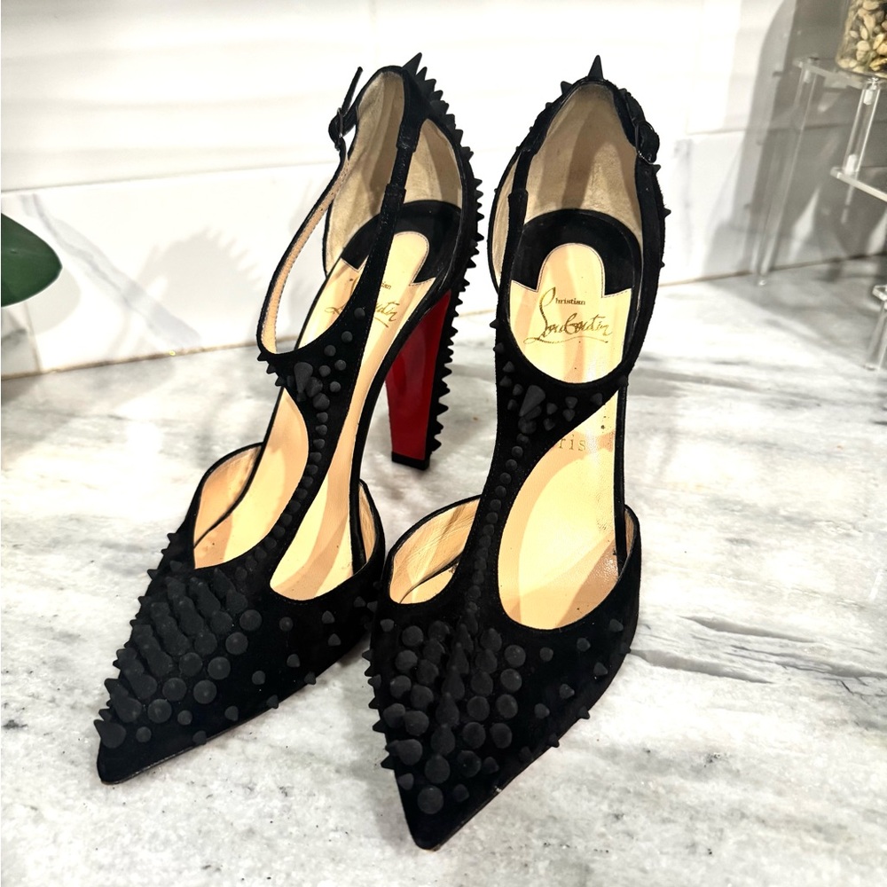 Christian Louboutin Black Spiked Heels 100% AUTHENTIC - Picture 9 of 10